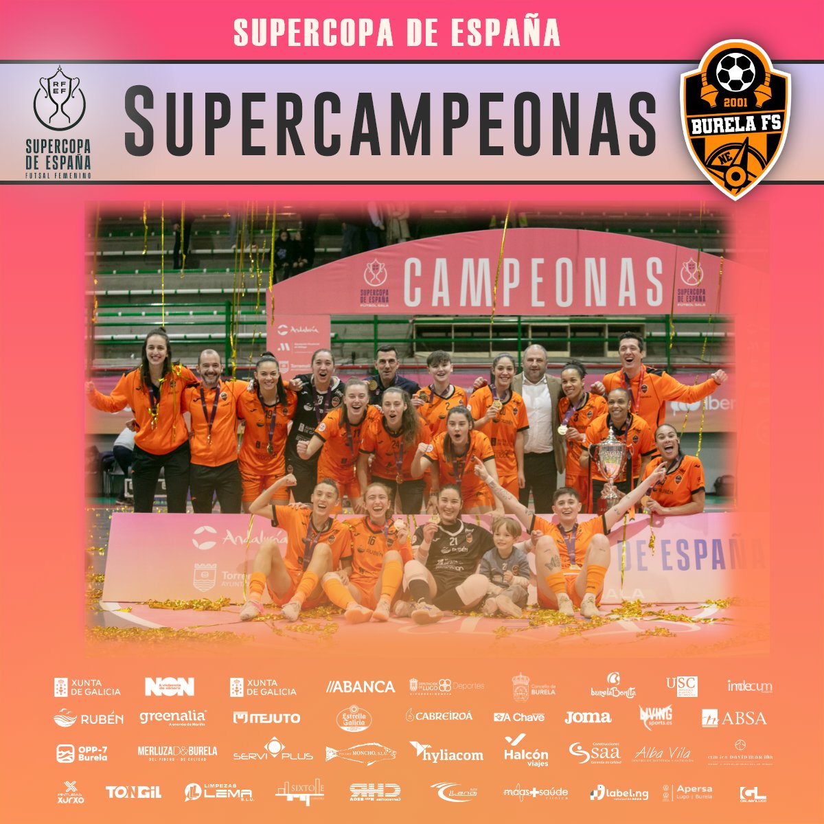 burelafs's tweet image. CAMPEONAS DE LA SUPERCOPA DE FUTSAL FEMENINO 2024 🏆

🧡 ENHORABUENA EQUIPO 🧡
