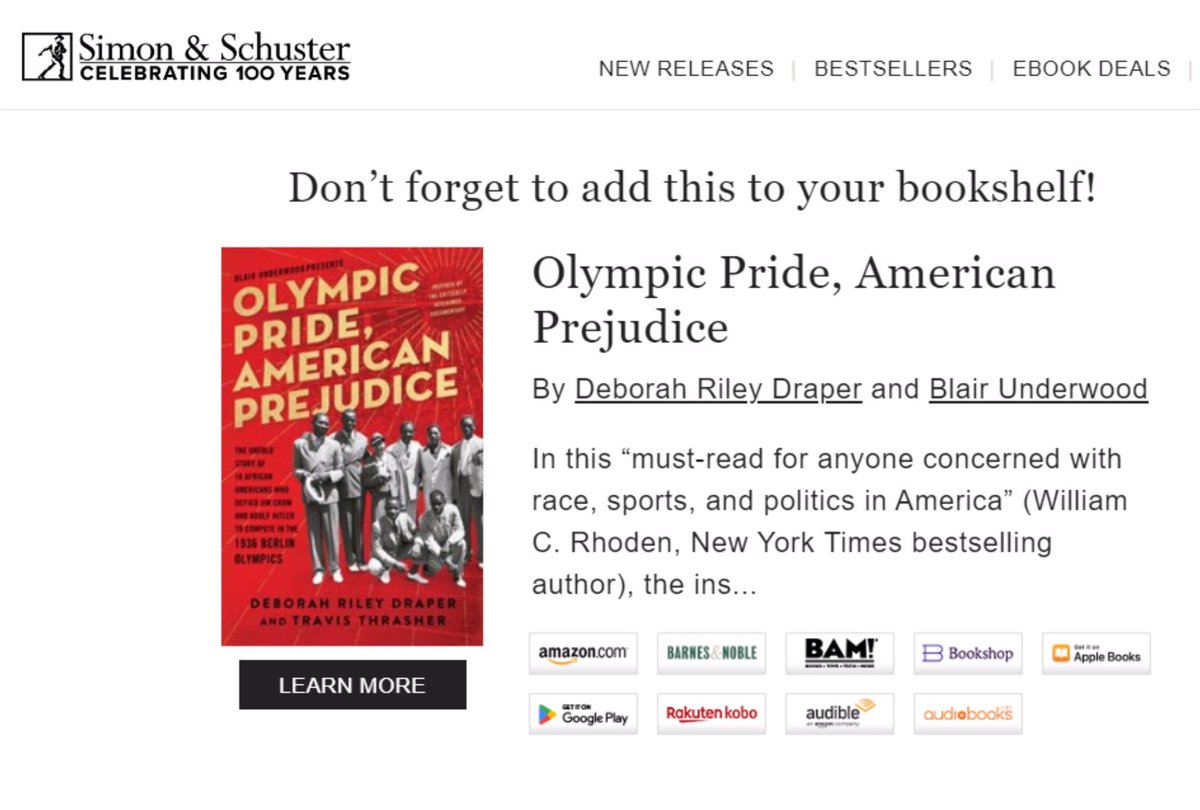 olympics36's tweet photo. Happy Bookversary to “Olympic Pride, American Prejudice!” Published on 2/4/2020 by
@simonschuster/@AtriaBooks 
we turn 4 today! Nominated for an
@naacpimageaward
in 2021 written by Deborah Riley Draper/presented by
@BlairUnderwood
See IG/More info: https://t.co/4JYtFTlsKx #BHM https://t.co/cnXBNDwbSm