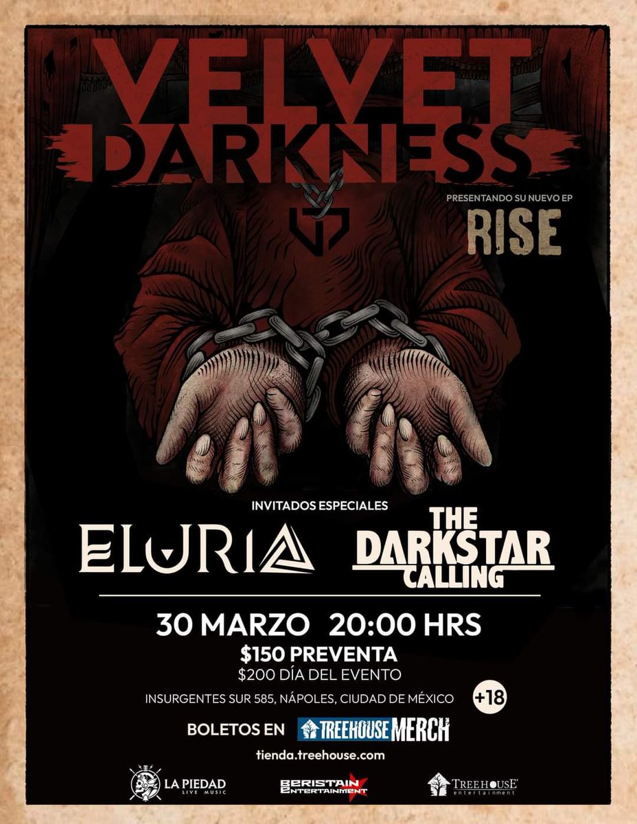 Nomás paso a recordarles que el 30 de marzo se armará este show para estrenar nuestro nuevo EP ✨🖤🤩 ¡Cáiganle a La Piedad! 🎤 <a href="/vd_band/">Velvet Darkness</a>