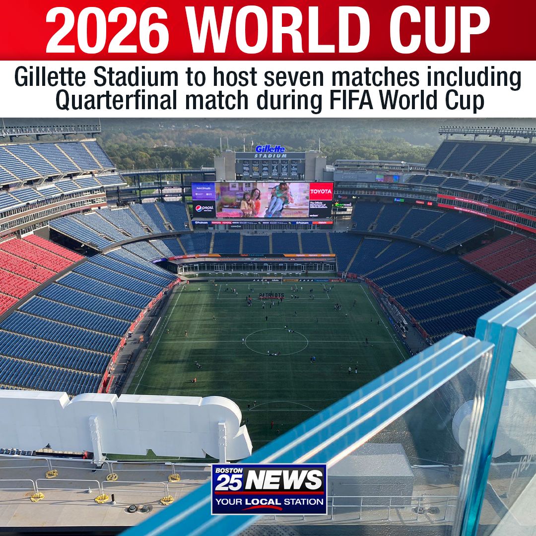 WORLD CUP: Up to 14 national teams will visit the home of the New England Patriots between June 13 and July 9, 2026, to compete for soccer’s grandest prize. ⚽️boston25.com/3UuwqFW