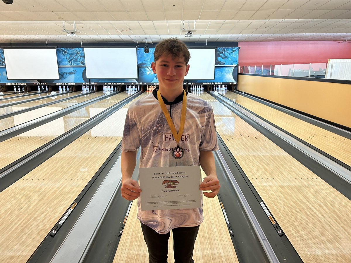 He won!

<a href="/RileyFlerlage/">Riley Flerlage</a> bowled in a Junio Gold qualifier tournament and won!!!!  He will now bowl in three Junior Gold National tournament in Detroit in July!!!!  So excited for him!