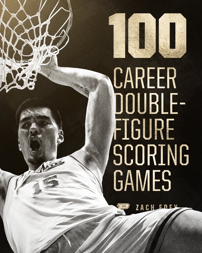 💯

Zach Edey becomes 2nd player in school history with 100 double-figure scoring games (E’Twaun Moore - 116).