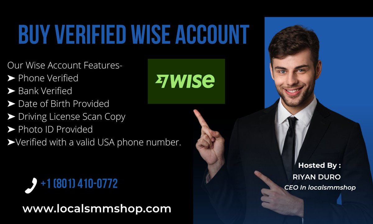 Buy Verified Wise Account

Skype: LocalSMMShop
Telegram: <a href="/localsmmshop/">Jennifer Avalos</a>
WhatsApp: +1 (801) 410-0772

localsmmshop.com/product/buy-ve…

#buytransferwiseaccount #transferwise #fintech #fintechnews #android #app #mobilepay #mobileapp #DigitalPayments #Alchemy #WeWantCody