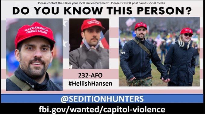 SeditionHunters's tweet photo. Please share across all platforms. Do you Know this person?? Please contact the FBI with 232-AFO https://t.co/CacVxYJIL1 or contact us at admin@seditionhunters.org Please do not post names on social media #HellishHansen #CapitolRiots #SeditionSprayers https://t.co/jPQzM6TVnV