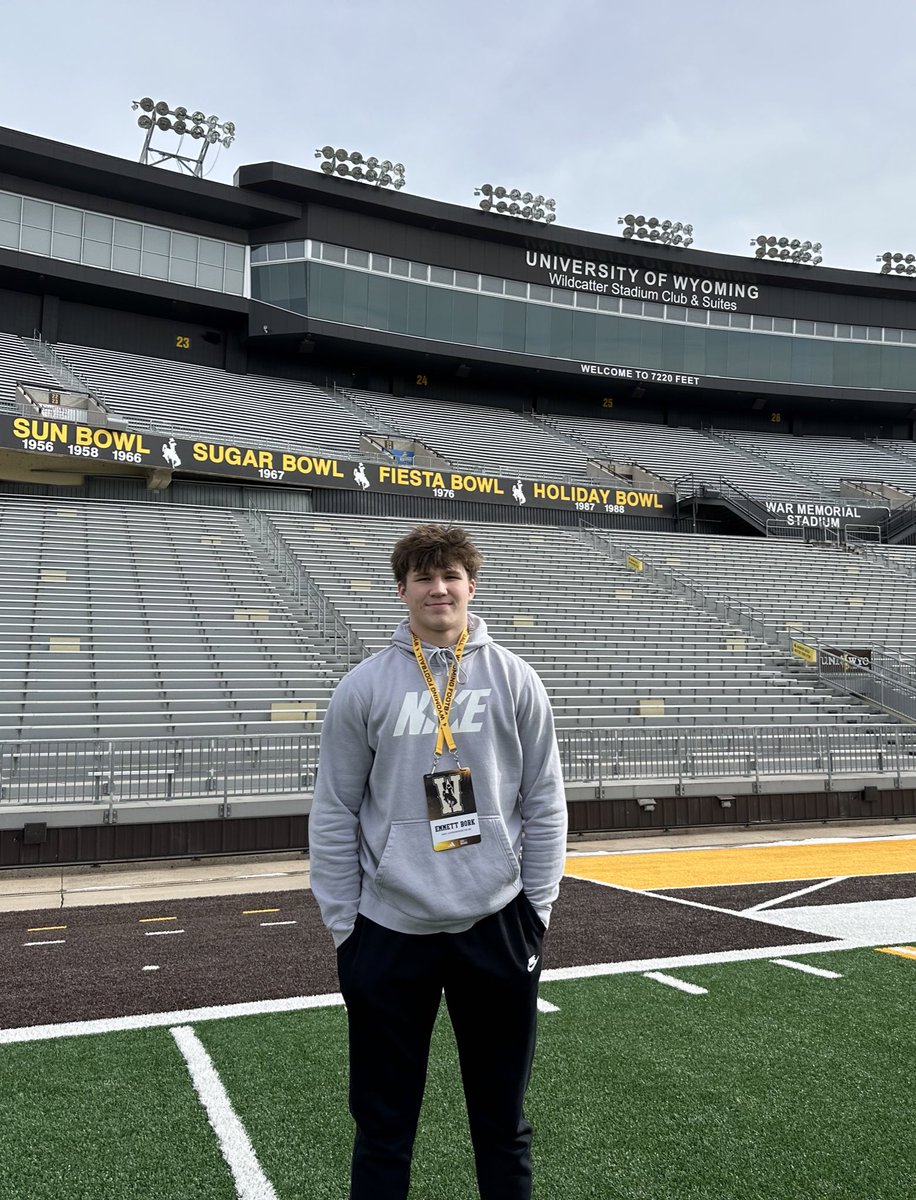 Had a great time at Wyoming this past Friday! Thank you to the coaching staff for having me! @CoachTripodi @Coach_SBMoore @CoachTJLucas @JaySawvel @wyo_football