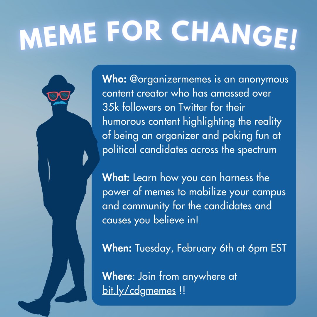 CollegeDems_GA's tweet photo. Hi y'all! We're the College Democrats of Georgia, and this is our brand-new official account!

Our first order of business: encouraging everyone to join our virtual workshop with @OrganizerMemes this Tuesday. Trust us, you don't want to miss it! https://t.co/ThrYfoYEu4
