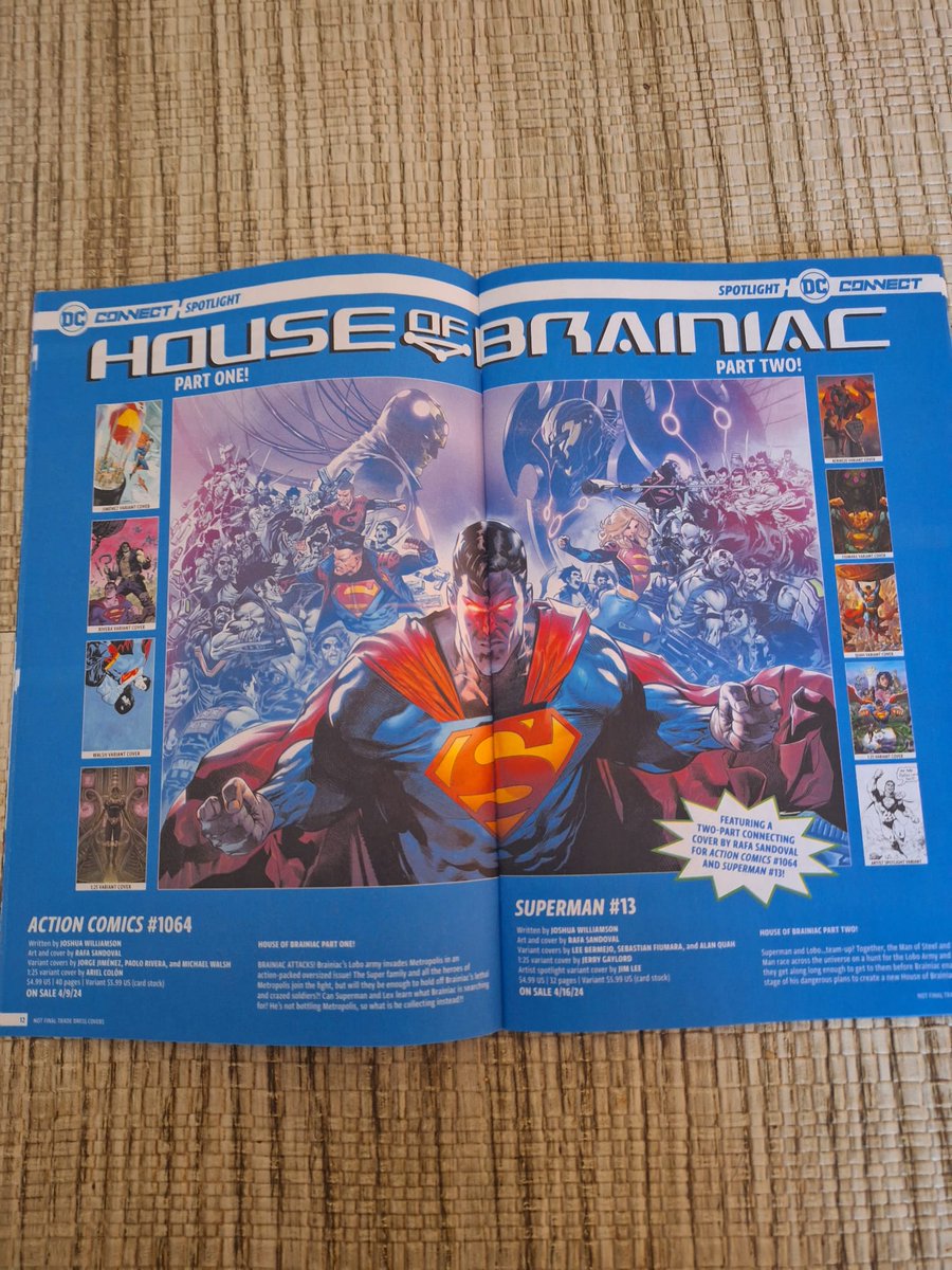 JIMMY's Promo:  #HouseofBrainiac.  Cross Over. #ActionComics 1064. SuperMan # 13.  SuperMan House of Brainiac Special  Number 1.  On Sale : April  2024.  Sorry on the photo.