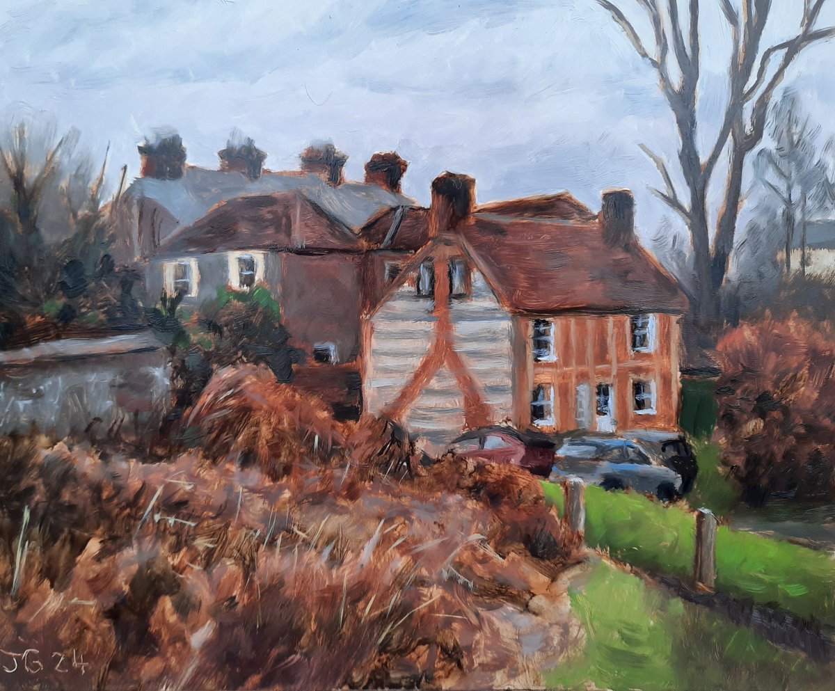 I was painting close to home today, on the common in Lane End. An overcast day with flat light. Oil on primed panel,  24 x 30 cm.
#laneend #chilternsaonb #chilternhills #oilpainting #oilpaintingonpanel #landscapepainting #landscapeoilpainting #pleinairpainting #pleinairartist