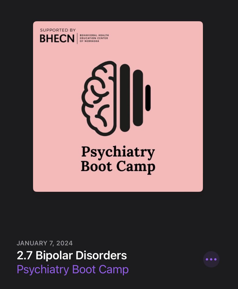 🎧 Excellent refresher on Bipolar Disorders at the Psychiatry Boot Camp podcast. Comprehensive and thoughtful discussion of core clinical features in Bipolar I vs II, pathogenesis, impact of trauma, psychological and pharmacological treatment #bipolardisorders @MarkRMullen