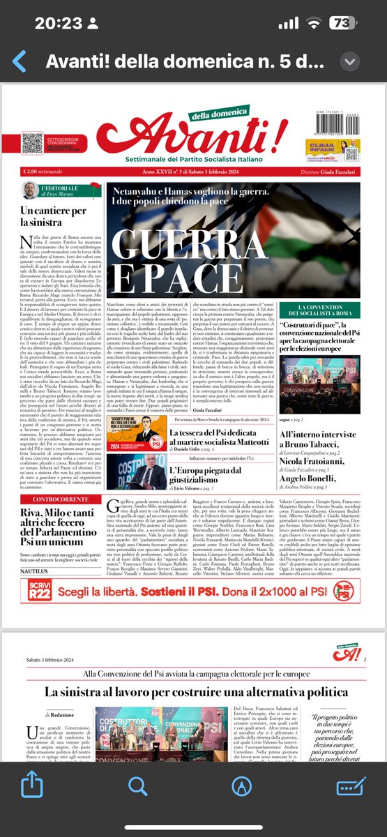PsiBologna's tweet photo. #avantidelladomenica 
#primapagina
@GiadaFazzalari 
@e_maraio 
@PartSocialista https://t.co/ea1ha8yFYm