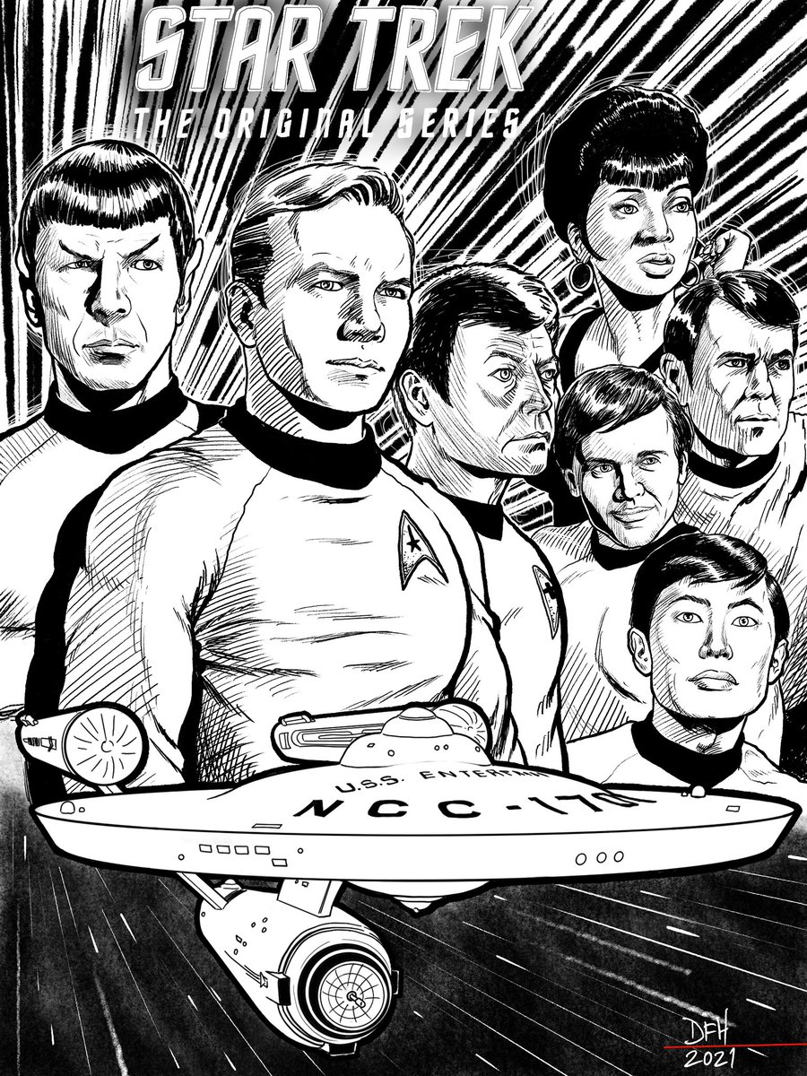 antipodal's tweet image. #StarTrek #STTOS #CrewDaily #AllStarTrek
Tweeting one photo/art/cartoon of the Star Trek crew per day, starting from the oldest saved photo on my computer.
I have over 600.
Today's is from May 23, 2023. 
Artist is CrimsonLineStudios
@CrimsonLineStu1
Starfleet's finest!