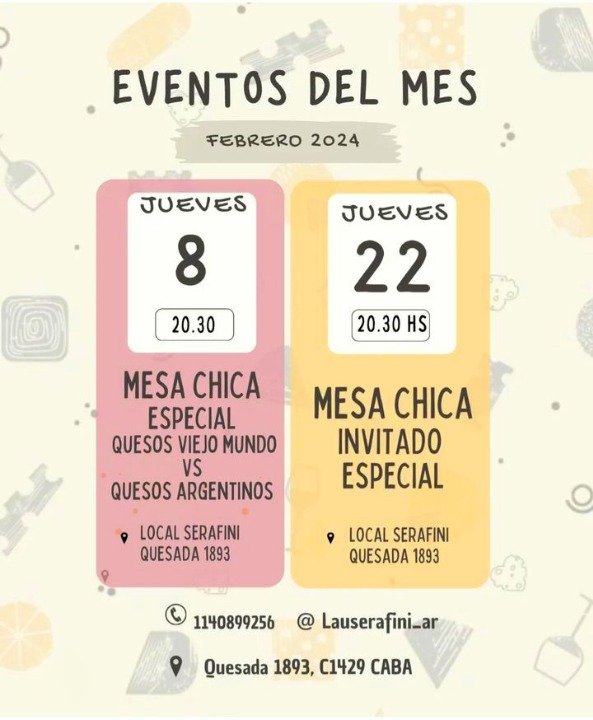 #Agenda
🧀 Más info 👉 ITG @lauserafini
#queso #quesosartesanales #degustación #Serafini #Núñez 
#food #foodie #foodlover #foodporn #delikatessen #gourmet