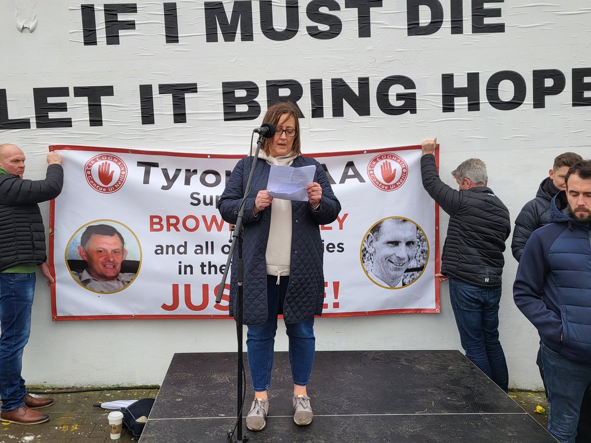 The Gael's of Tyrone and Derry united today as huge crowds gathered at Free Derry Corner and walked to Celtic Park to show the British Government that despite their proposed Legacy Bill that the people demand Justice &amp; Truth for Patsy Kelly &amp;Sean Brown. <a href="/Lilyokane3/">Aidy O'kane</a>
<a href="/paddyjkelly/">Patrick Kelly</a>