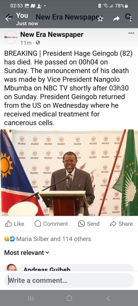 RIP H.E President!  Thank you for all your contributions to the betterment of our mother land.💯