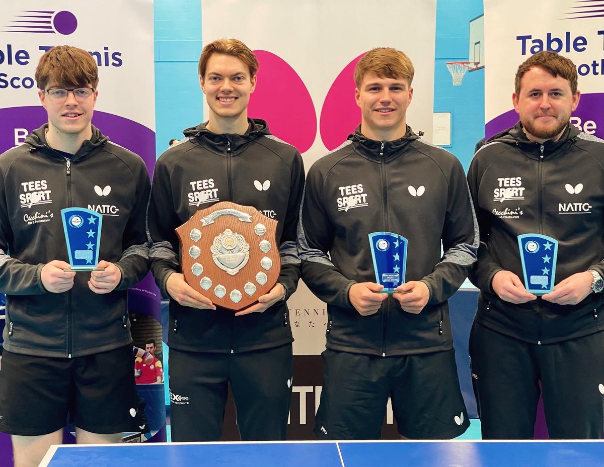 NorthAyrshireTT's tweet photo. C H A M P 1 0 N S 🏆

10x Scottish National League Division 1 Winners. Congrats to Hugo Torngren, Martin Johnson, Jamie Johnson &amp; Chris Main beating Grange and Murrayfield today to clinch the title 👏🏻

Full SNL report for all our teams online tomorrow 🏓 https://t.co/LL9qG071I8