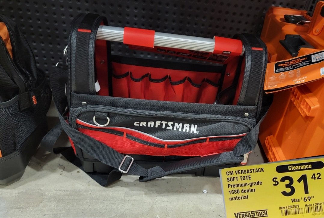 backwoodsdiy's tweet image. A DEAL OF THE DAY on this @craftsman  VERSASTACK 17" TOOL TOTE from $69.98 to $31.42  at Lowe's Home Improvement #CMST17621 #craftsman #versastack #deals #dealalaert #lowes  #Lowes #tradesman #dealoftheday #clearance