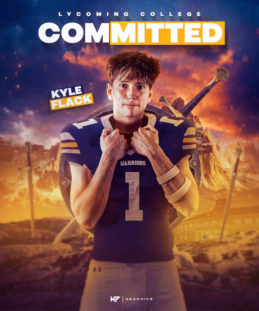 flack_kyle's tweet photo. COMMITTED⚔️ Thankful for the opportunity to take my career to Lycoming College. Can’t wait to get to work! @Coach_GMerch @MCtheHC @coach_leach5 @WarriorsFBall @KohlsKicking @TennentFB https://t.co/uYSyDu6Xp3
