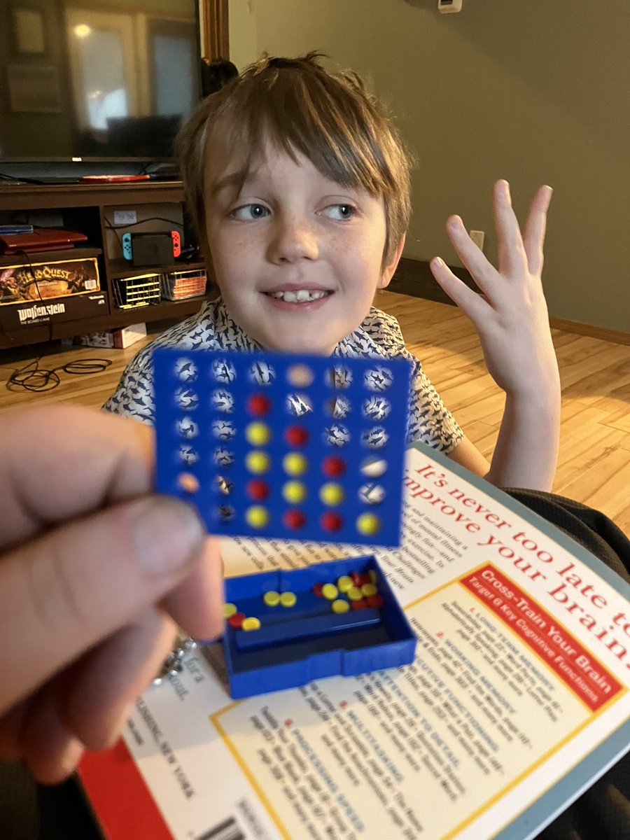 Ahhhh my son beat me in connect 4. 

I love how small this version is.