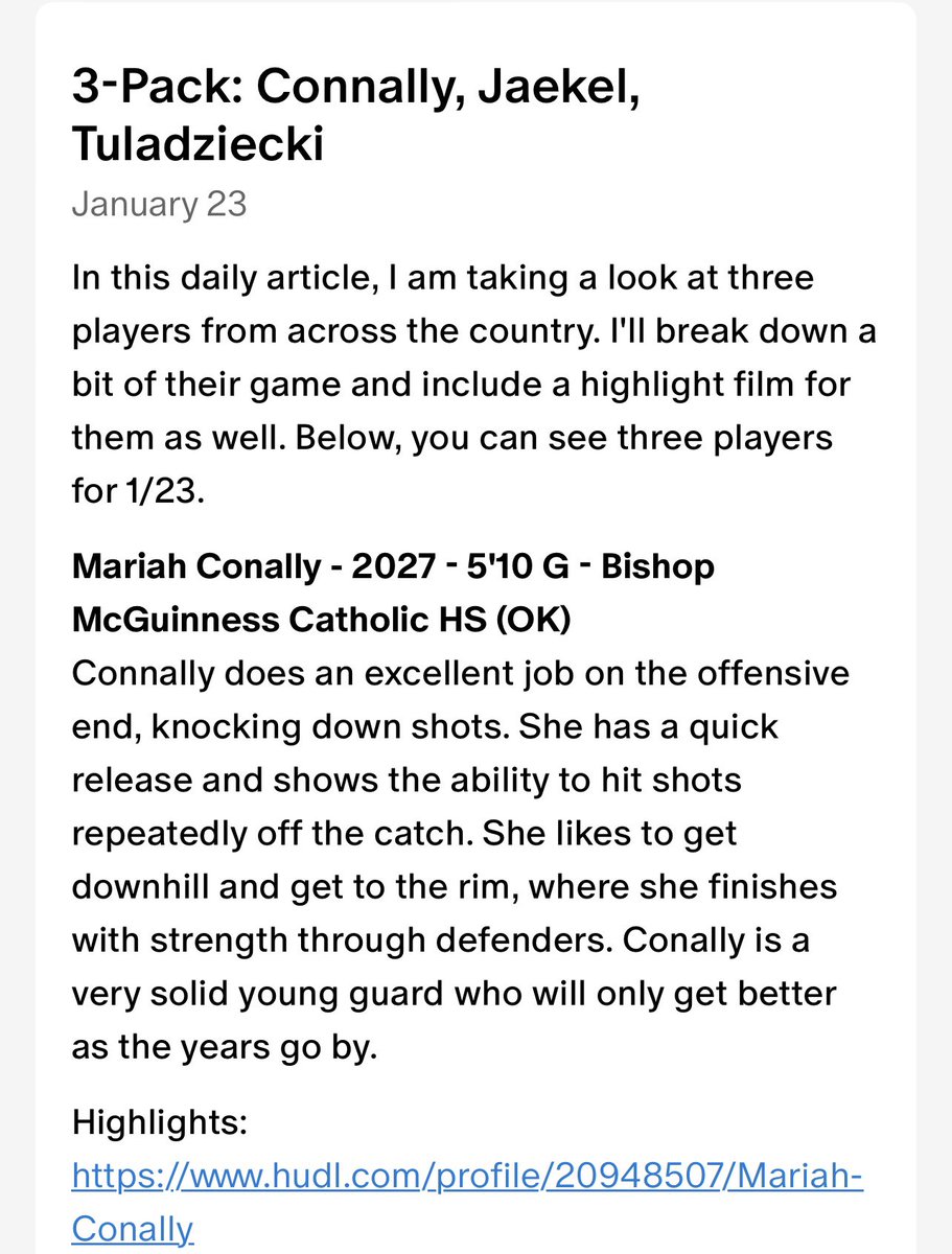 I want to personally thank @MasonHAsher @AsherScouting @C2CReport for the write ups. I appreciate you taking time to evaluate my game and skillset. Subscribe to @AsherScouting for more.