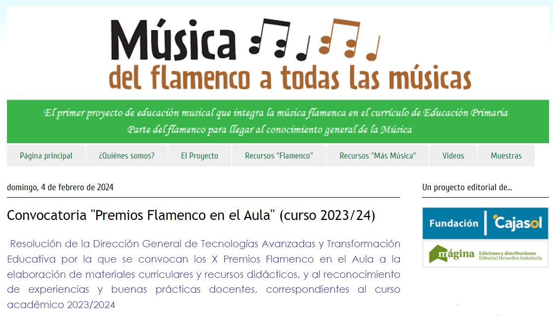 Convocatoria "Premios Flamenco en el Aula" (curso 2023/24) 👉👇 …flamencoatodaslasmusicas.blogspot.com/2024/02/convoc…

#flamencoeducacion #educacionmusical