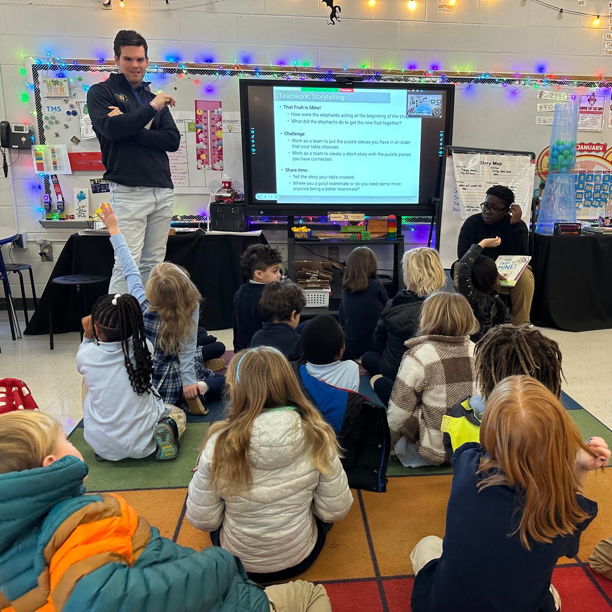 TMFoundation's tweet photo. Navy Vet Patrick Forrestal & middle schooler Eli Wade lead a Character Does Matter (CDM) course in Decatur, GA. Eli, a dedicated Spartan, actively participates every Monday, leading read-aloud sessions on Character in Action. #CharacterDoesMatter https://t.co/I2xjfJZ1Qs