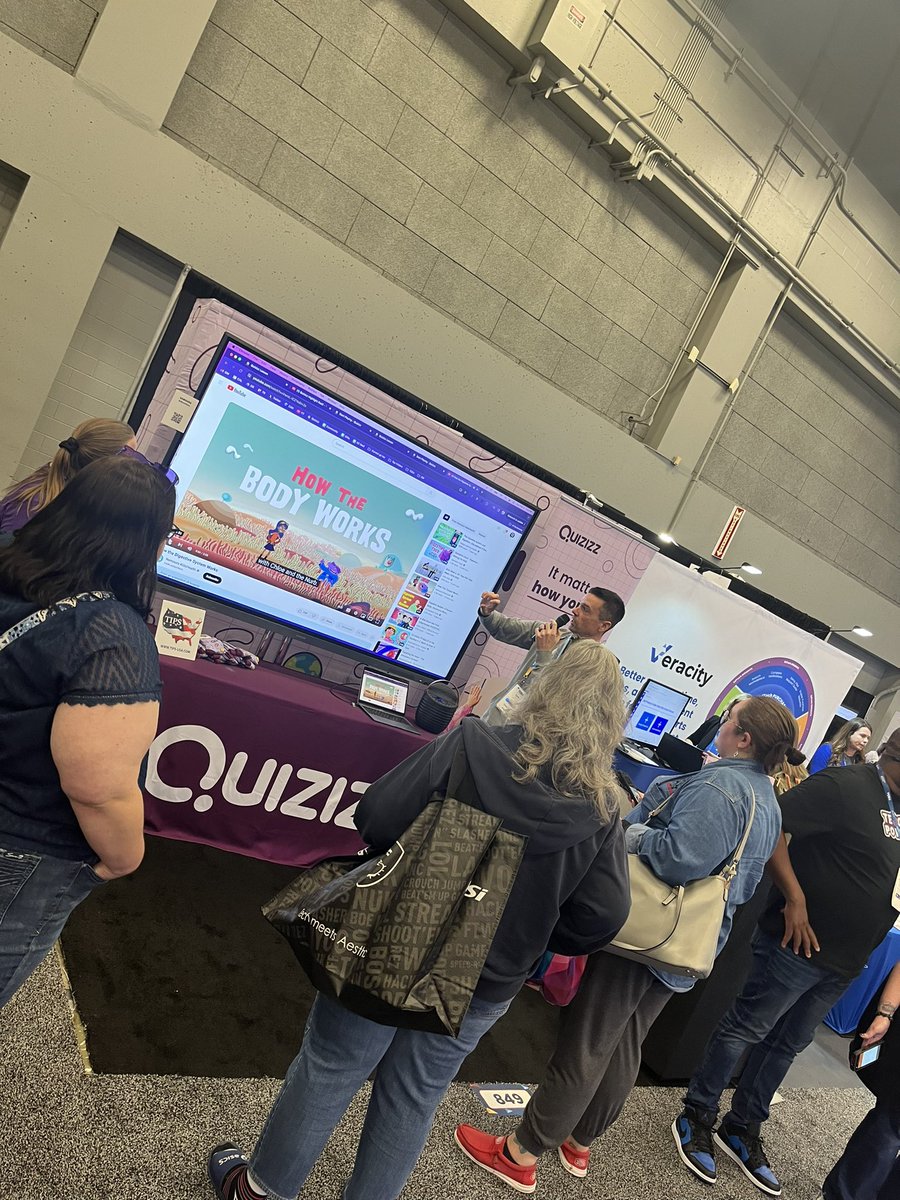 AprilArendall's tweet photo. The @Quizizz booth - 8️⃣4️⃣9️⃣ - is the place to be at #TCEA24!! 🎉 💜 Live competitions, SWAG, amazing new AI features, and really great presenters! #youcanwithquizizz @TCEA #TCEA https://t.co/pBXmuETafy https://t.co/RZvWMzH87O