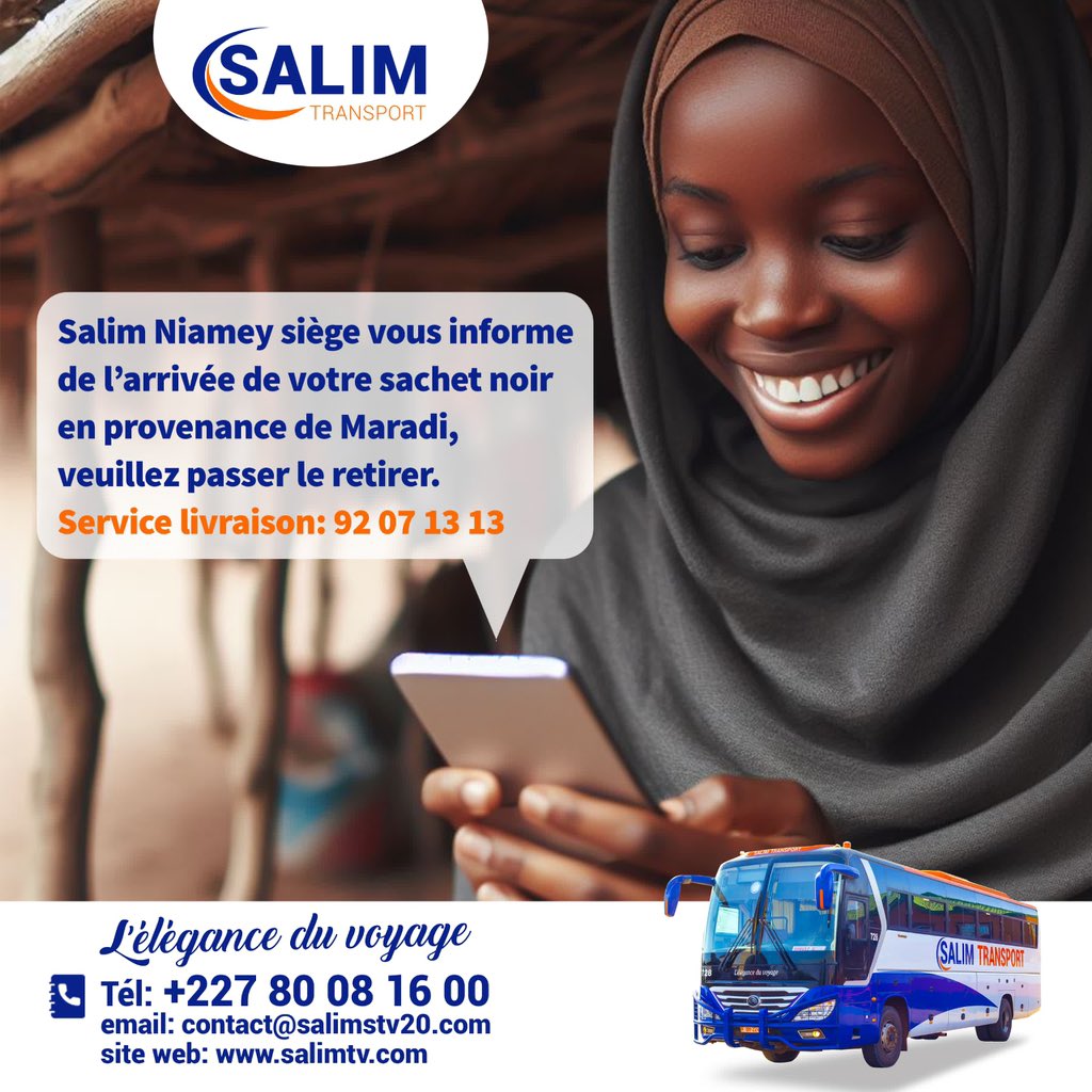 🟠🔵 Avec l'élégance du voyage chaque instant est un plaisir.  Partagez vos sentiments lorsque vous recevez le message de Salim à l'arrivée de vos colis. Le sourire au visage, des cris de tous les côtés, la joie est immense!#SalimTransport #Élégance #Confort #Sécurité