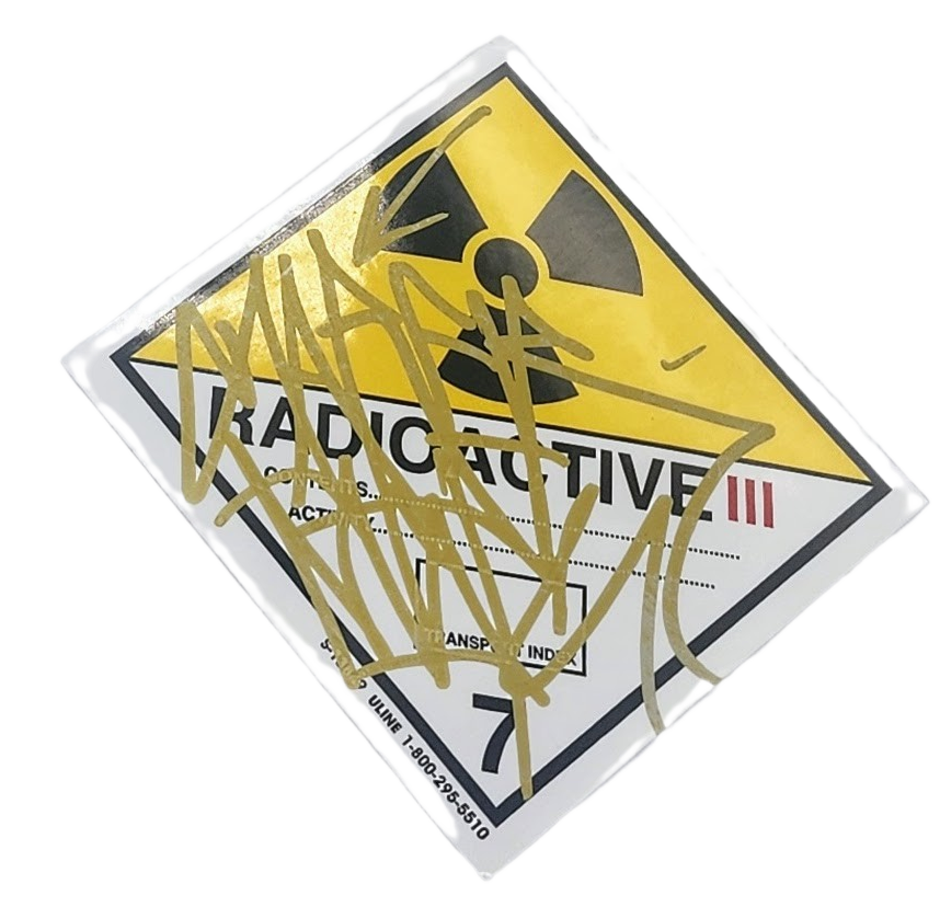 Radioactive III Slap-Up Label Sticker Original Tag Art by Saber> sprayedpaint.com/products/radio… 

#art #graffiti #streetart #2022 #Biohazard #Black #Bombs &amp; Explosions #Business Jobs &amp; Work #Danger #Dangerous #Gold #Graffiti #Hazard #Health Hazard #Inhalation Hazard #Mail &amp; Shipping ...