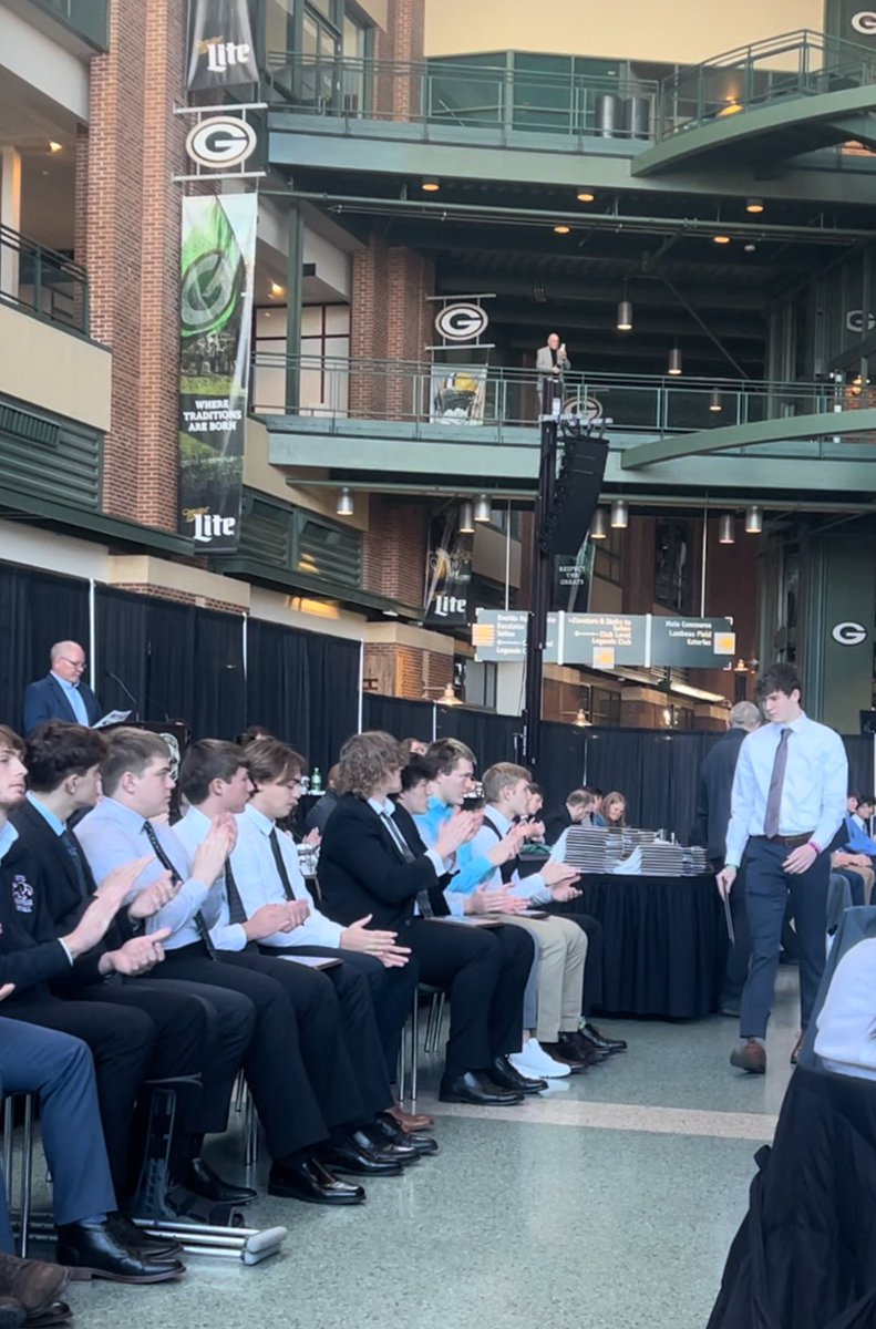 Celebrating junior WR <a href="/ethan_feldner/">ethan feldner</a> at the <a href="/wifca/">WiFCA</a> All-State Banquet <a href="/LambeauField/">Lambeau Field</a>.   Go Cats