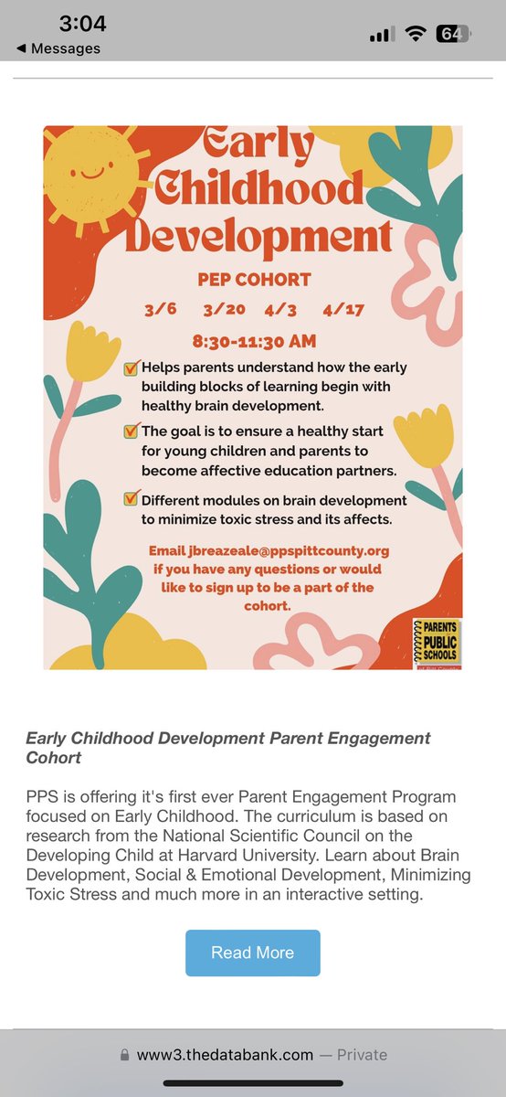 Check out the 2nd section of our January newsletter! PPS is offering its first ever Parent Engagement Program focused on Early Childhood. Click here for the article: ppspittcounty.org/newsletter/ear…