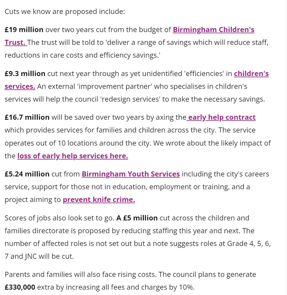 Birmingham children's services to be cut by around 25%. First wave of cuts include these. This is a very obvious disaster in the making. birminghammail.co.uk/news/midlands-…