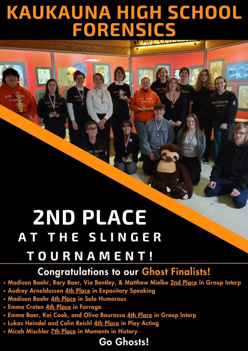 Congrats to the Ghosts who placed 2nd overall at the Slinger Tournament! #GoGhosts!