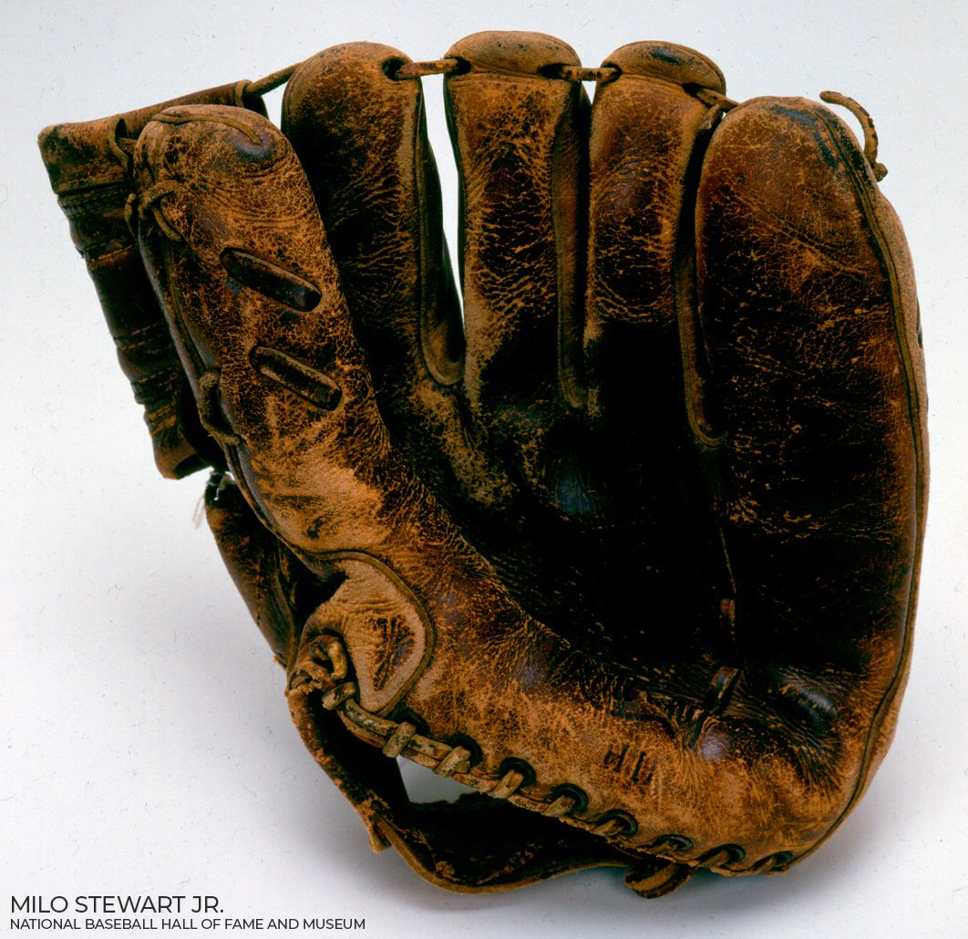 Flagging down Vic Wertz's fly ball in the expansive Polo Grounds outfield, Willie Mays made one of the most iconic plays in sports history in Game 1 of the 1954 World Series: "The Catch."

That glove is on display on the third floor of the Museum in our Autumn Glory exhibit.