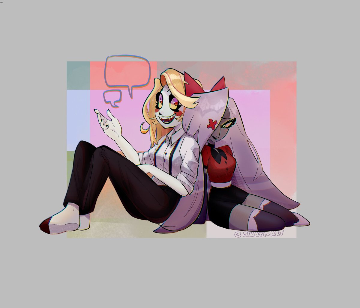 I was just about to post this💕

#chaggie #hazbinhotel
#CharlieMorningstar #vaggie