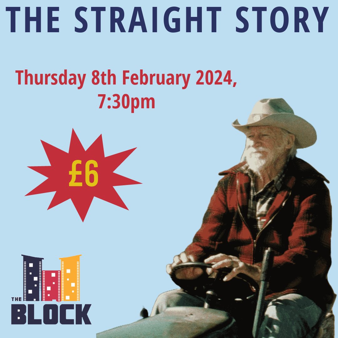 Join us on Thursday for The Straight Story. Based on a true story, this movie follows an old man making a long journey by lawnmower to mend his relationship with an ill brother 🎬 Tickets can be purchased online or on the door 🎟️ Refreshments included🍿