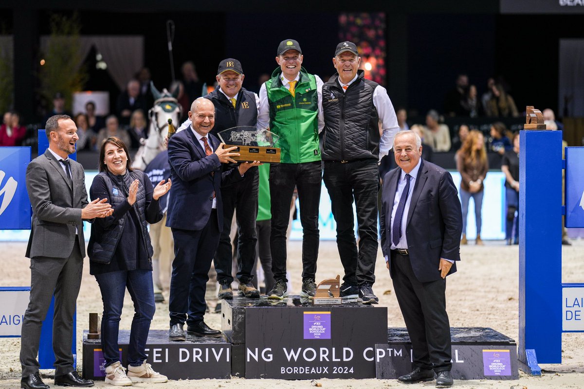 Les meilleurs meneurs étaient à Bordeaux ce week-end 🙌 Bravo à <a href="/bramchardon/">bram chardon</a> qui s’impose dans cette finale de la <a href="/FEI_Global/">The FEI</a> DRIVING WORLD CUP ! 🏆 Le maestro @boydexell et @ijsbrandchardon terminent respectivement deuxième et troisième 🏅

#JumpingBordeaux #sport #driving