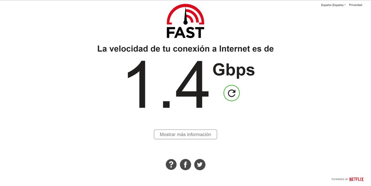 Eugeni_CAT's tweet image. 🖥️ #fast el medidor de velocidad de internet propiedad de @NetflixES ( fast.com/es/# )

➡️ En este caso utilizando #FibraSmart de 1Gbps de @digimobil_es 😎