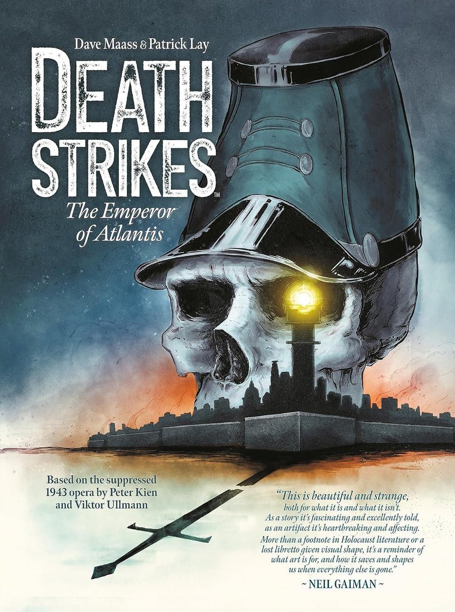 Join @maassive and Patrick Lay at 4 PM at the Holocaust Museum LA as they discuss their brilliant book Death Strikes: The Emperor of Atlantis. holocaustmuseumla.org/event-details/… 'A reminder of what art is for, and how it saves and shapes us when everything else is gone.”— @neilhimself
