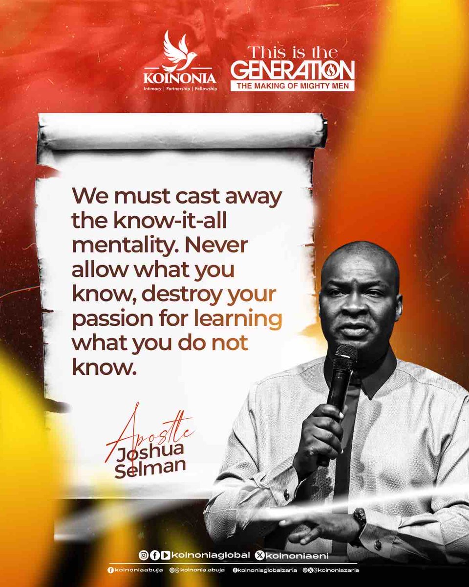 #ApostleJoshuaSelman
#ThisIsTheGeneration
#TheMakingOfMightyMen
#KoinoniaAbuja 
#KoinoniaZaria 
#KoinoniaGlobal