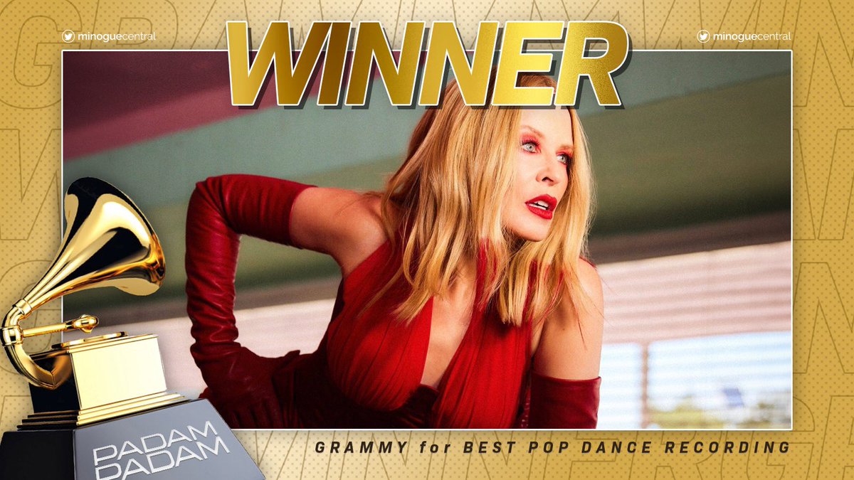 MinogueCentral's tweet photo. .@kylieminogue has won Best Pop Dance Recording for “Padam Padam” at the 2024 #GRAMMYs! https://t.co/j1DkhEI3OJ