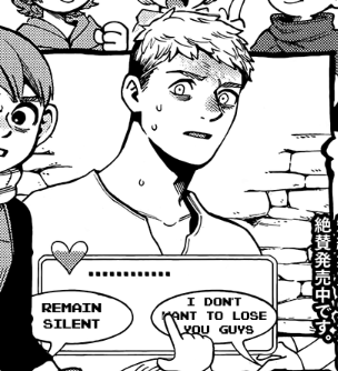 if this page represents chilchuck's relationships as a dating sim...his affection for senshi and laios is the highest hehe