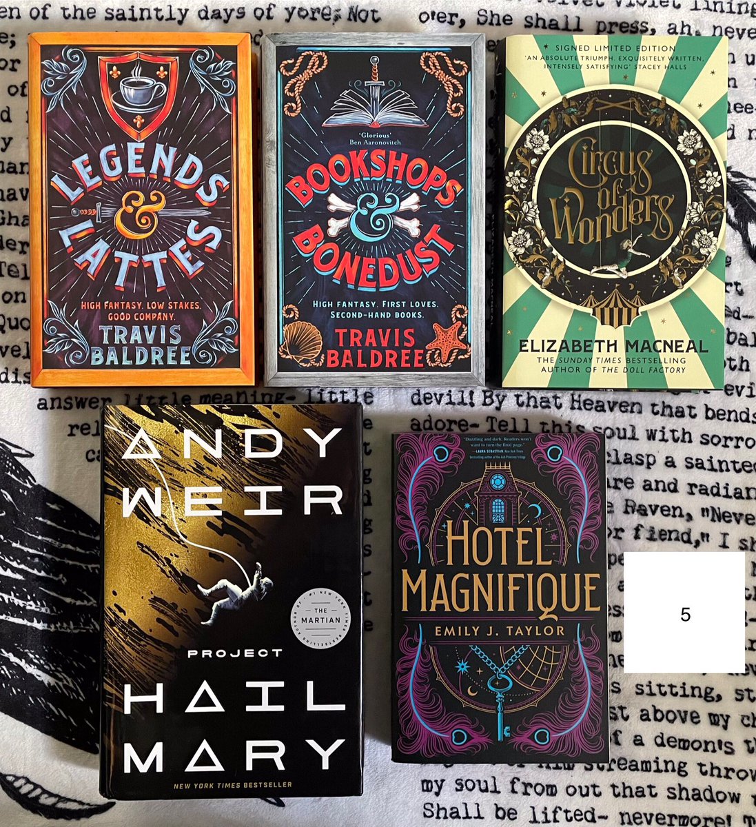 uponbooktrades's tweet photo. PIC 5
- International Legends &amp; Lattes (stenciled edges)
- Waterstones Bookshops &amp; Bonedust (signed, stenciled edges)
- Indie Circus of Wonders (signed/numbered)
- RuinedByFiction PHM (digitally sprayed edges)
- Lovinbookscandle Hotel Magnifique

#arcsfortrade #booksfortrade https://t.co/xkeCF5Wop6