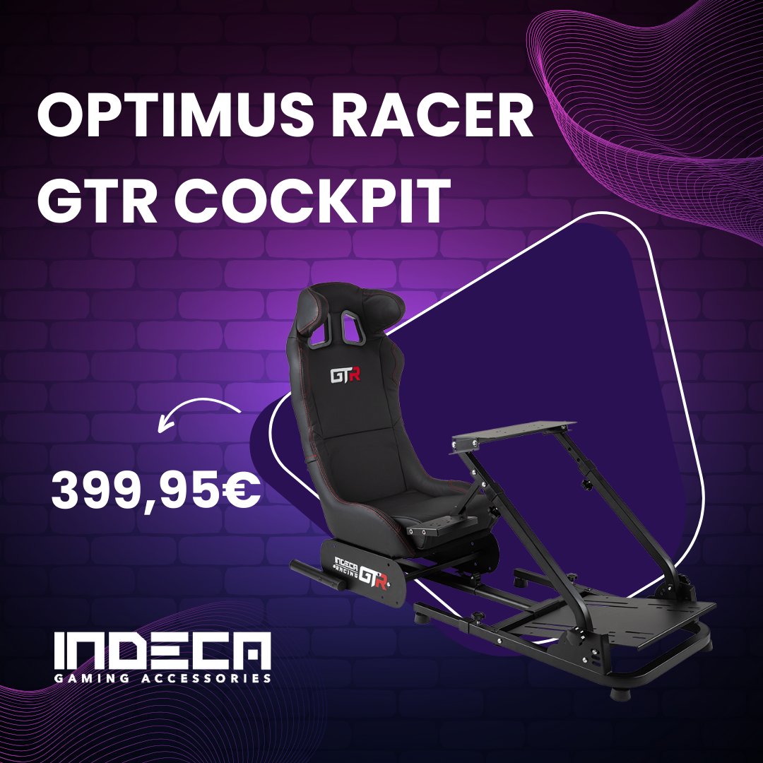 🚗 Eleva tu experiencia de conducción con el asiento de conducción Optimus Racer GTR de Indeca. Estructura de acero, asiento en símil piel, ajustes personalizables y accesorios incluidos. ¡Disponible por solo 399.95€! #AsientoDeConducción #GamingSeat #Indeca