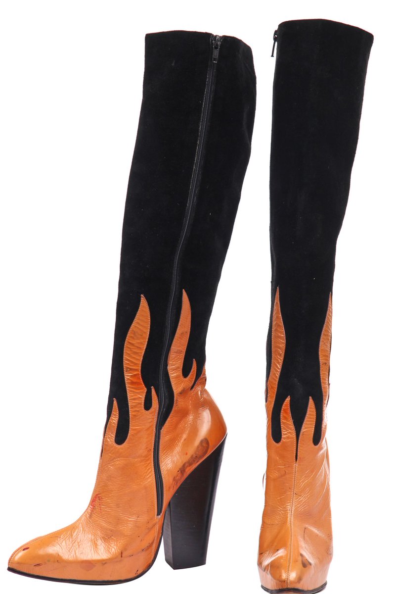 #frockingfabulous Flame boots by #VivienneWestwood, from the 'Vive la Cocotte' collection of 1995-96. #Fashionhistory via Kerry Taylor Auctions.