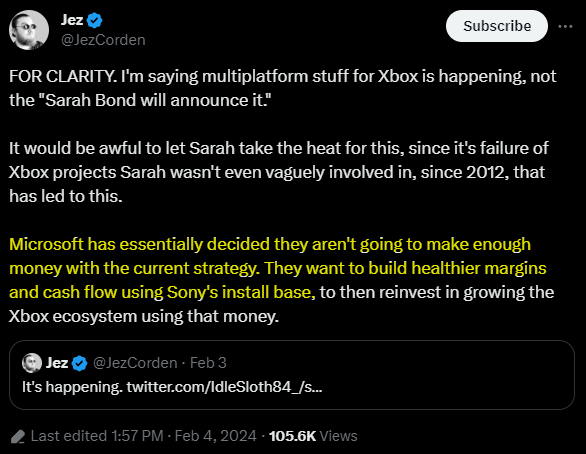 TheRedDragon's tweet photo. 🚨🚨🚨
Jez says its not a rumor - it's happening

Microsoft decided Current Xbox Strategy isn't making enough money and they need PlayStation to build cash flow 

(We've said this for yrs)

Expects Starfield on PS5 - has heard it could be all games moving from Xbox to PS5

(I personally think they will start with select titles, but the end goal will be what CFO said - ALL GAMES)
🚨🚨🚨