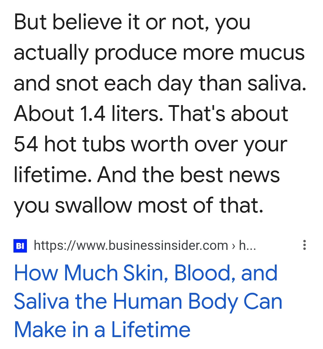 54 hot tubs worth of mucus.