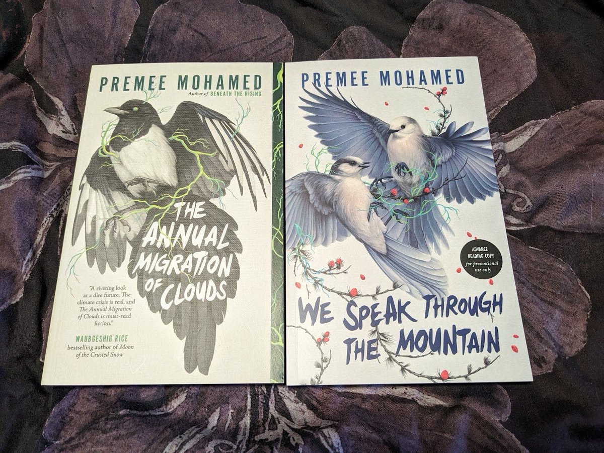aaa aaaaaaa got my arc of WE SPEAK THROUGH THE MOUNTAIN! it looks so good next to the first book! and who doesn't love a lil weird fungus whiskeyjack? :D