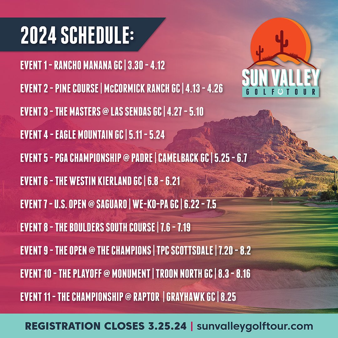 SunValleyGTour's tweet photo. 2024 SVGT SCHEDULE https://t.co/NbaJrCdLt8
