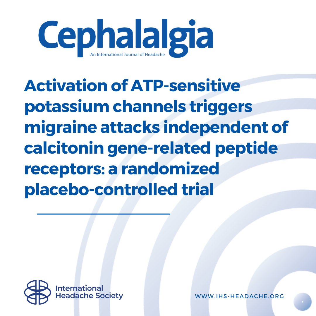 Cephalalgia (@jcephalalgia) on Twitter photo In this study the researchers found that migraine provocation via KATP channel opening is independent from CGRP receptor activation.
To find out more, check out this article published in <a href="/JCephalalgia/">Cephalalgia</a>.
doi.pulse.ly/bjkmgxo48e
#migraine #KATP #CGRP #ichd3matters #JCephalalgia In this study the researchers found that migraine provocation via KATP channel opening is independent from CGRP receptor activation.
To find out more, check out this article published in <a href="/JCephalalgia/">Cephalalgia</a>.
doi.pulse.ly/bjkmgxo48e
#migraine #KATP #CGRP #ichd3matters #JCephalalgia