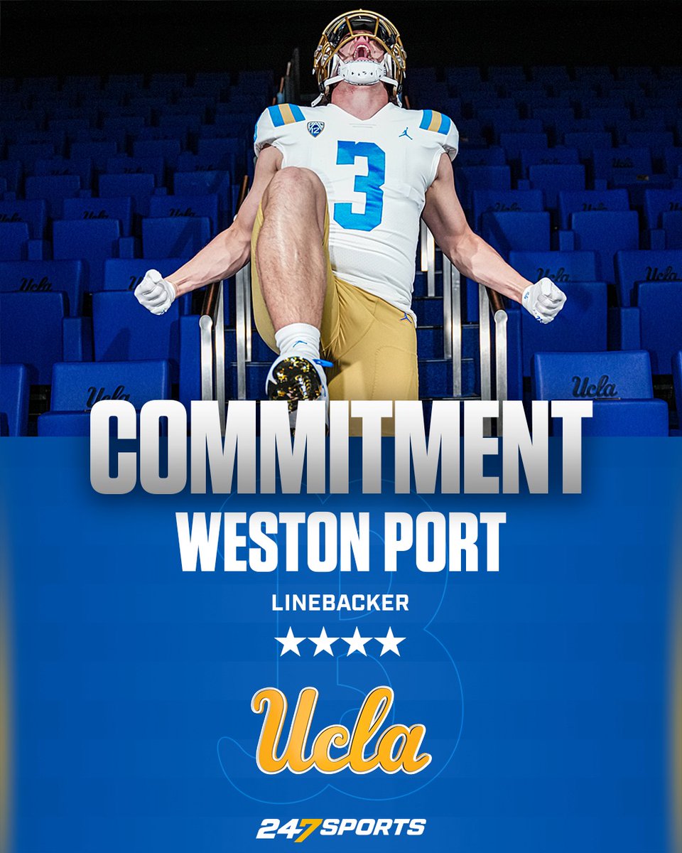 BREAKING: San Juan Capistrano (Calif.) San Juan Hills ’25 LB Weston Port has committed to #UCLA and breaks down why he chose the #Bruins 247sports.com/Article/four-s…